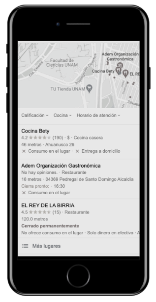 ejemplo de una ficha en google maps